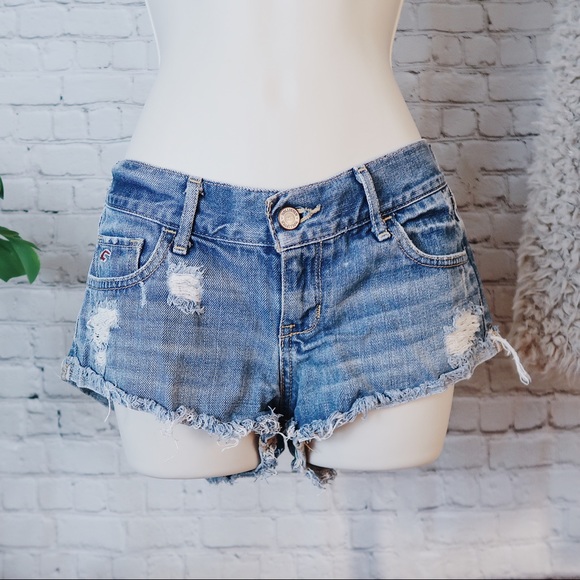 Hollister Pants - Jean Denim Booty Shorts Ripped Distressed